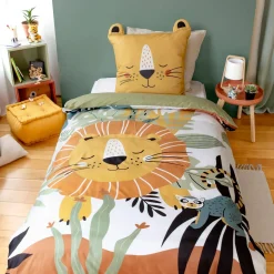 Eenpersoons beddengoedset met savanneprint omkeerbaar microvezel 140x200cm