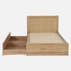 Eenpersoonsbed 90x190cm met lattenbodem hoofdbord en lades