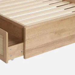 Eenpersoonsbed 90x190cm met lattenbodem hoofdbord en lades