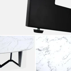 Eettafel met marmereffect, metalen poten, 4 tot 6 zitplaatsen