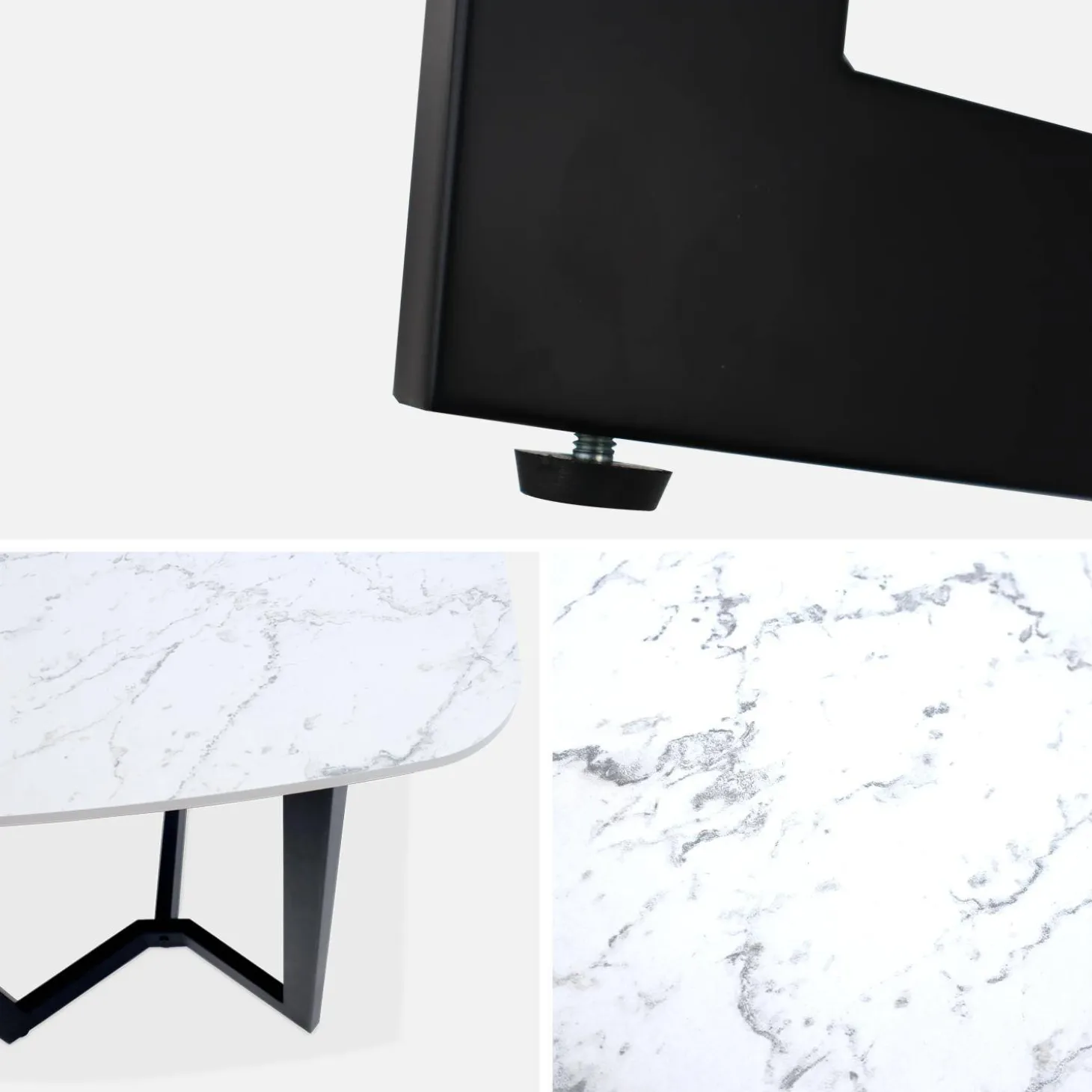 Eettafel met marmereffect, metalen poten, 4 tot 6 zitplaatsen