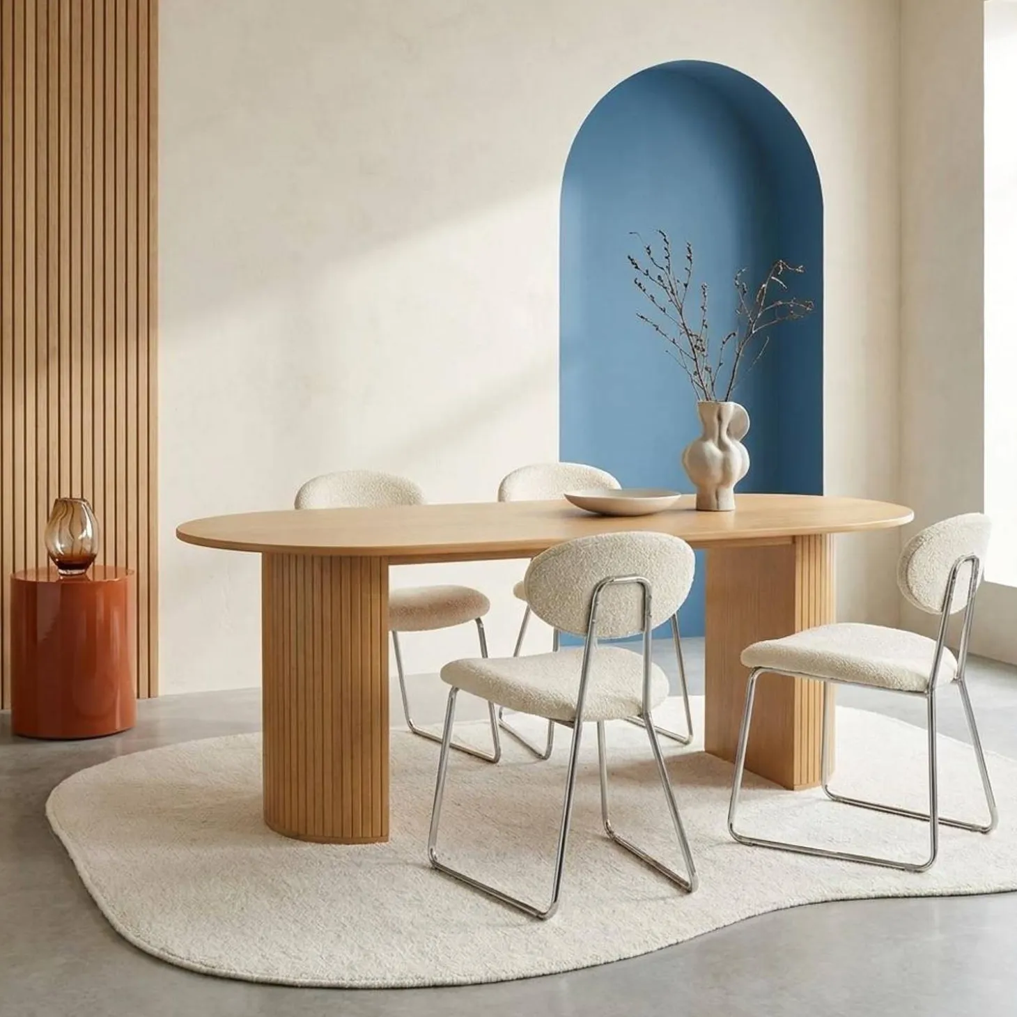 Eettafel ovaal voor 6-8 personen rubberhout en eikenfineer