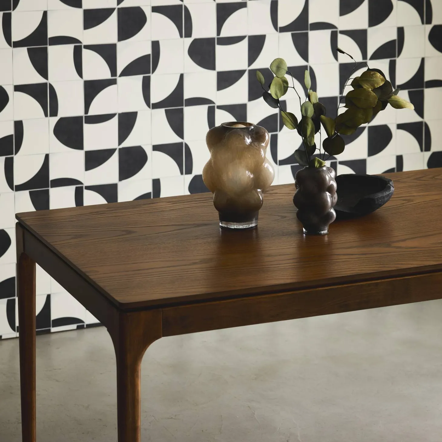 Eettafel rechthoekig rubberhout en essenfineer 8 plaatsen