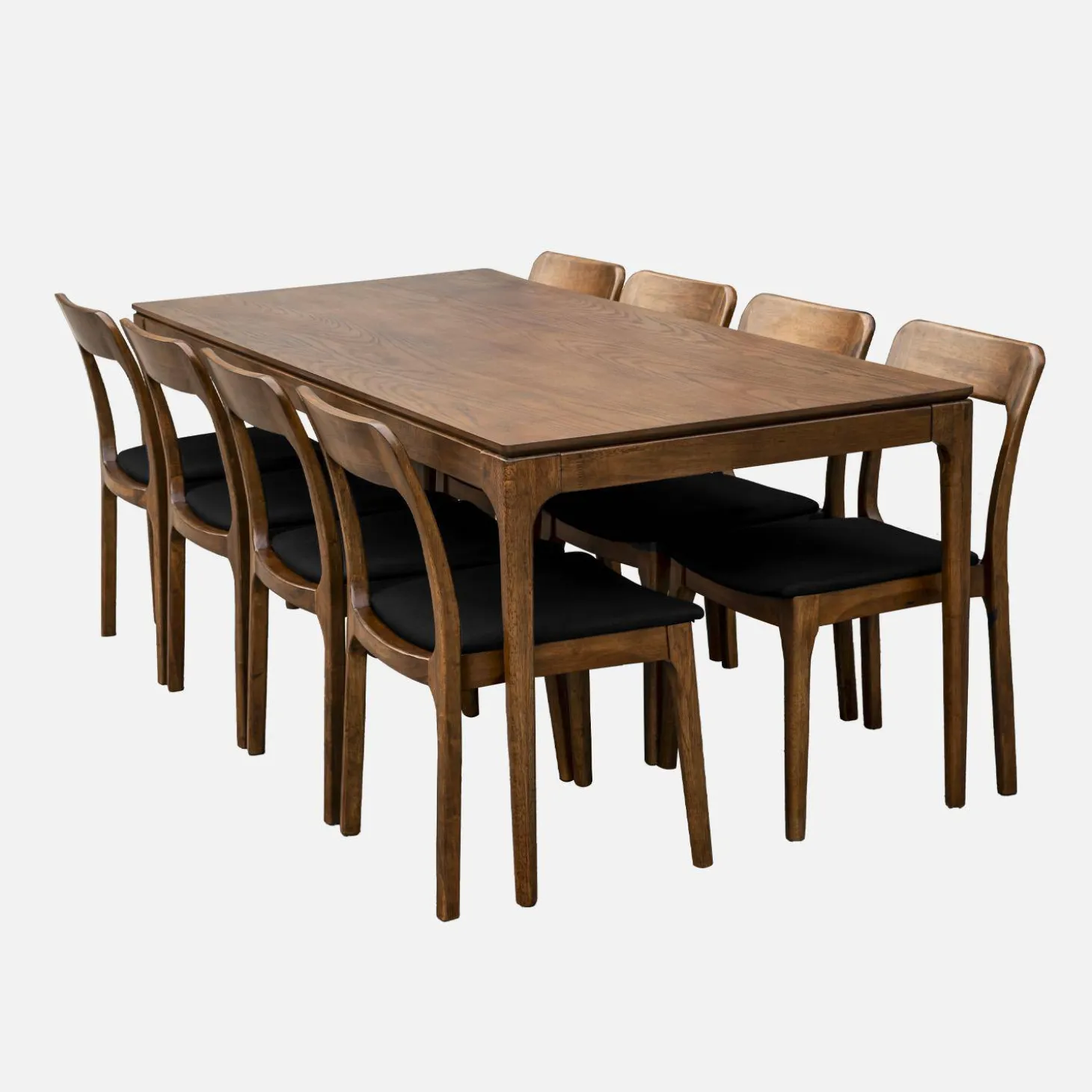 Eettafel rechthoekig rubberhout en essenfineer 8 plaatsen