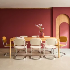 Eettafel rechthoekig rubberhout en essenfineer 8 plaatsen