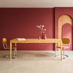 Eettafel rechthoekig rubberhout en essenfineer 8 plaatsen