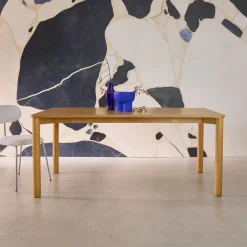 Eettafel rubberhout en eikenfineer rechthoekig 6 plaatsen