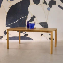 Eettafel rubberhout en eikenfineer rechthoekig 6 plaatsen