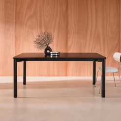 Eettafel rubberhout en eikenfineer rechthoekig 6 plaatsen