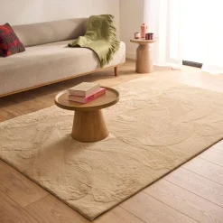 Effen beige vloerkleed voor binnen