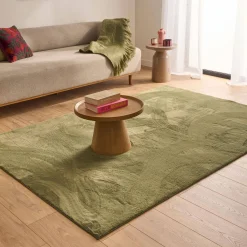 Effen groen vloerkleed voor binnen