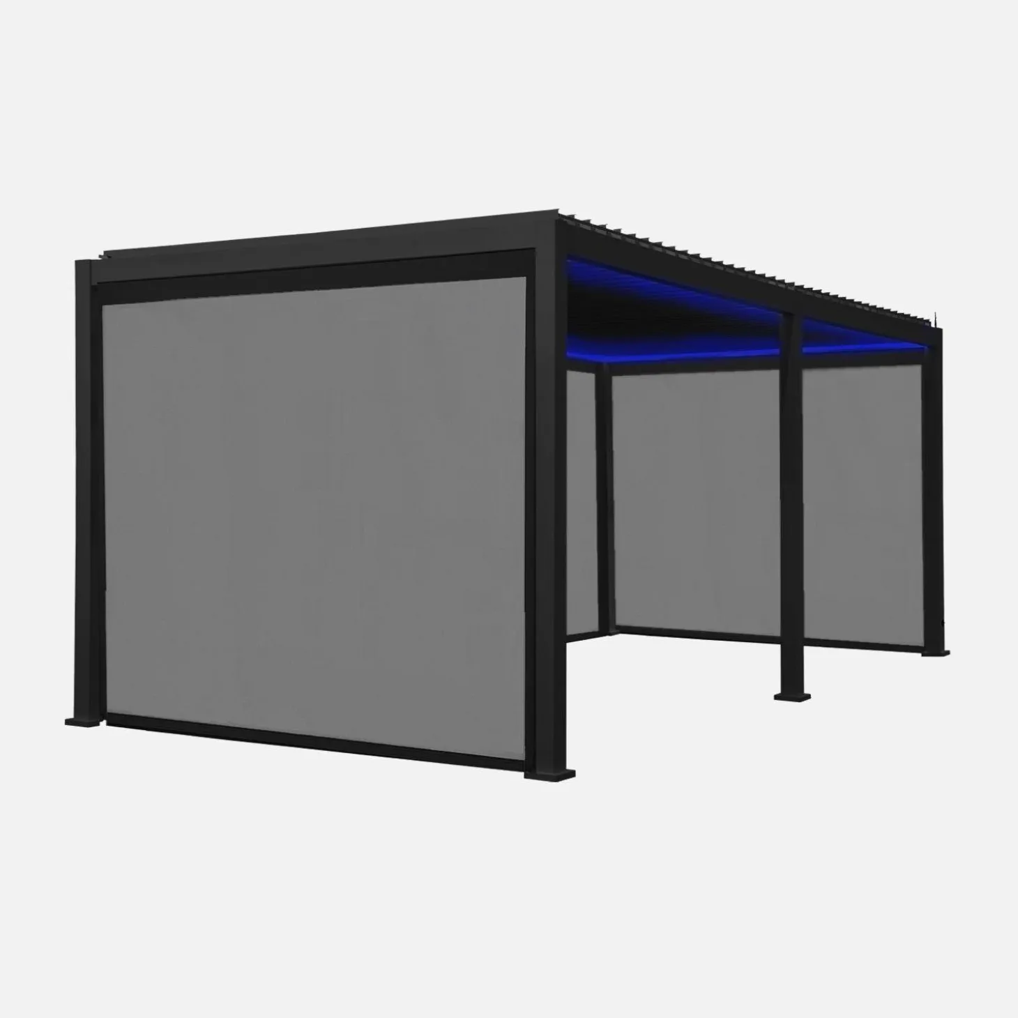 Elektrische pergola met lamellendak 6x3m met LED-verlichting en 4 zonneschermen 3m