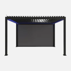 Elektrische pergola met lamellendak 4x3m met LED-verlichting en 1 zonnescherm 4m