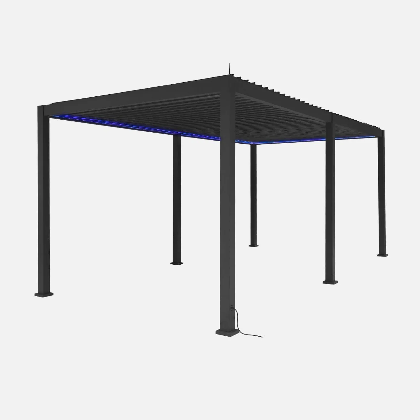 Elektrische pergola met lamellendak 6x3m met LED-verlichting en 2 zonneschermen 3m