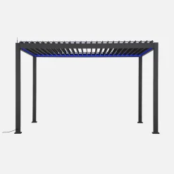 Elektrische pergola met lamellendak 4x3m met LED-verlichting 1 zonnescherm 3m en 1 zonnescherm 4m