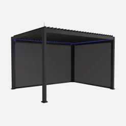 Elektrische pergola met lamellendak 4x3m met LED-verlichting 1 zonnescherm 3m en 1 zonnescherm 4m