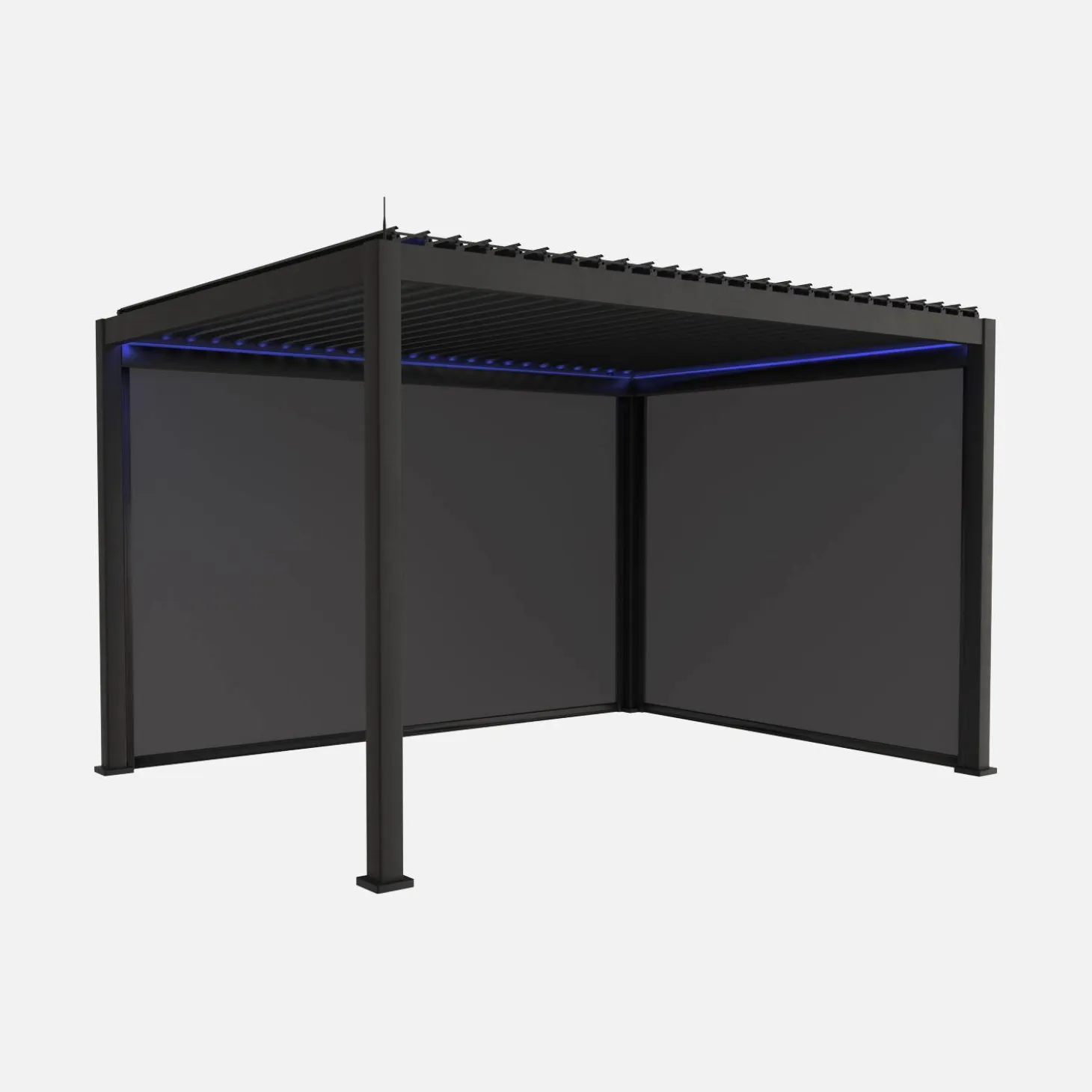 Elektrische pergola met lamellendak 4x3m met LED-verlichting 1 zonnescherm 3m en 1 zonnescherm 4m