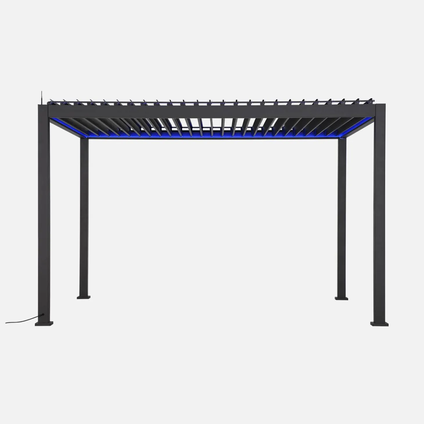 Elektrische pergola met lamellendak 4x3m met LED-verlichting en 1 zonnescherm 3m
