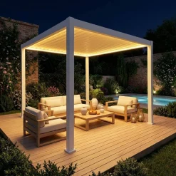 Elektrische pergola met lamellendak 3x3m met LED-verlichting