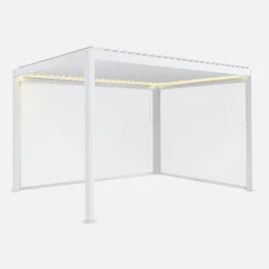Elektrische pergola met lamellendak 4x3m met LED-verlichting 1 zonnescherm 3m en 1 zonnescherm 4m