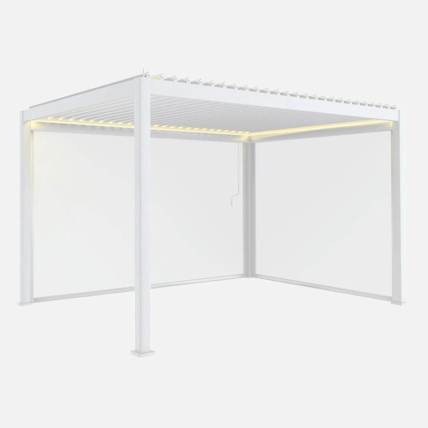 Elektrische pergola met lamellendak 4x3m met LED-verlichting 1 zonnescherm 3m en 1 zonnescherm 4m