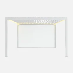Elektrische pergola met lamellendak 4x3m met LED-verlichting en 1 zonnescherm 4m