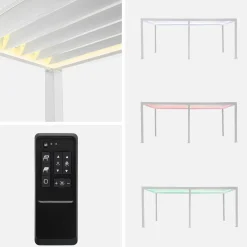Elektrische pergola met lamellendak 6x3m met LED-verlichting en 4 zonneschermen 3m