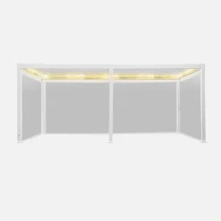 Elektrische pergola met lamellendak 6x3m met LED-verlichting en 4 zonneschermen 3m