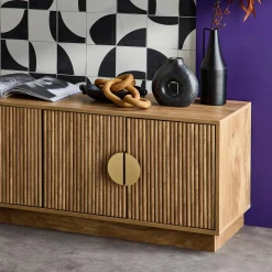 Exotisch 4-deurs TV-meubel met mangohoutmotief 140cm