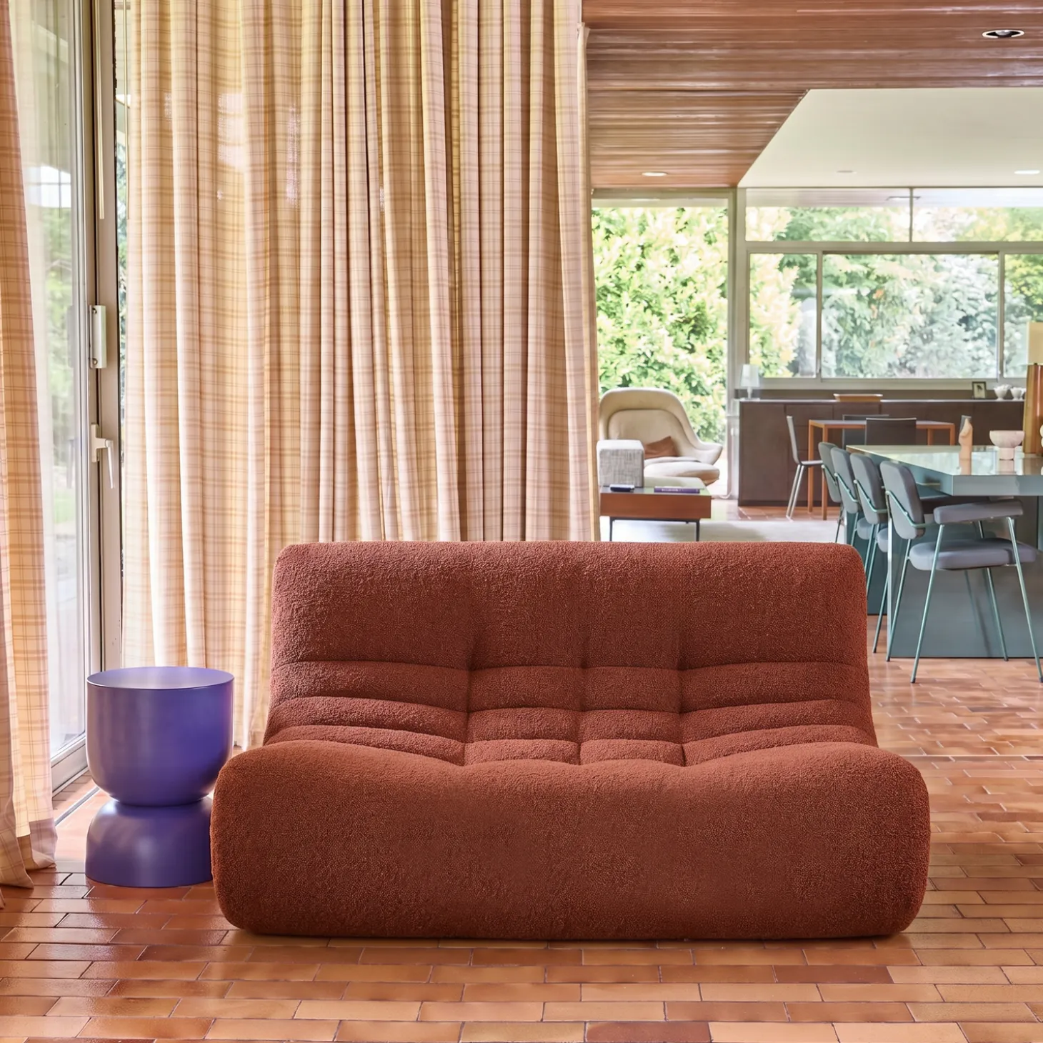 Fauteuil boucléstof 2 zitplaatsen