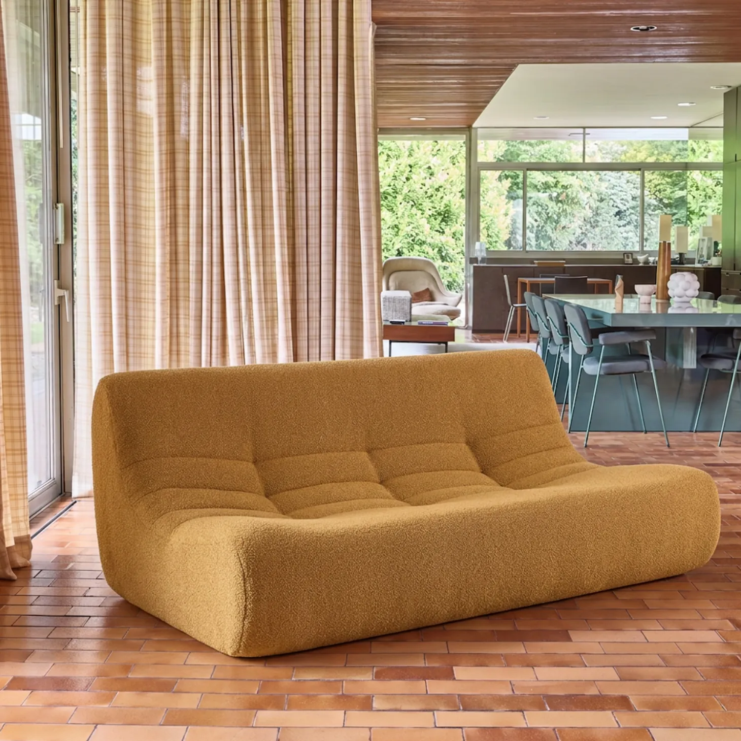 Fauteuil boucléstof 3 zitplaatsen