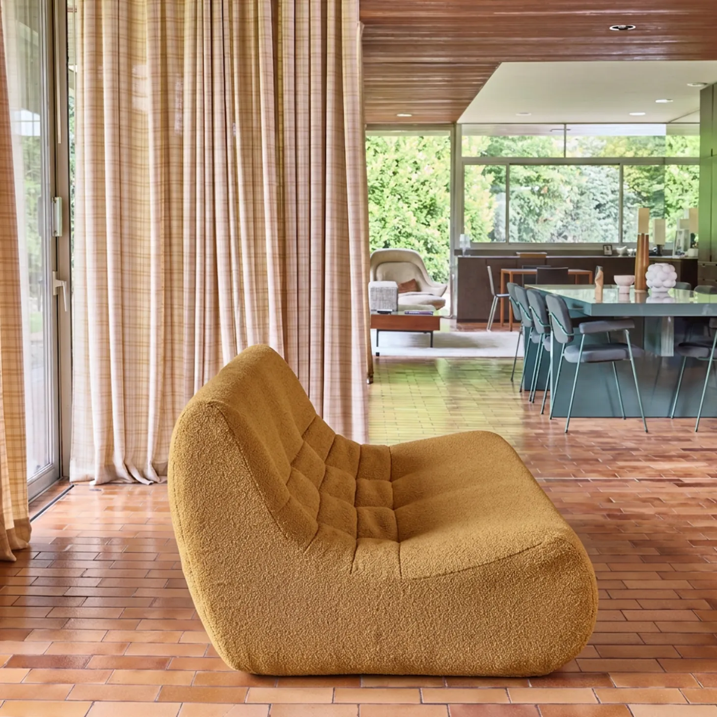 Fauteuil boucléstof 3 zitplaatsen