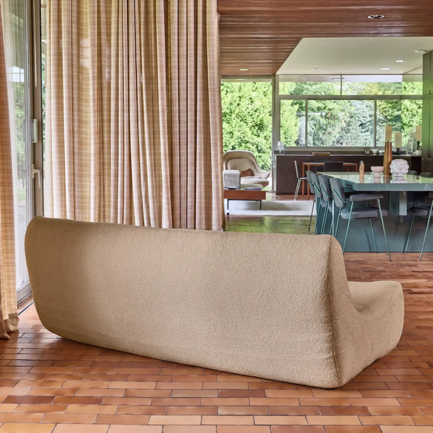 Fauteuil boucléstof 3 zitplaatsen