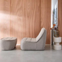 Fauteuil bouclé stof 1 zitplaats + voetenbank