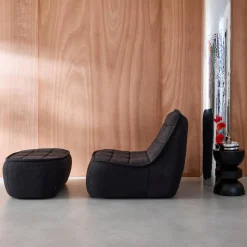 Fauteuil bouclé stof 1 zitplaats + voetenbank