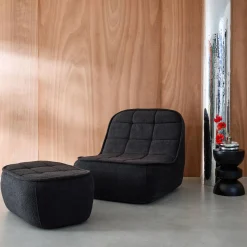 Fauteuil bouclé stof 1 zitplaats + voetenbank