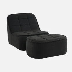 Fauteuil bouclé stof 1 zitplaats + voetenbank