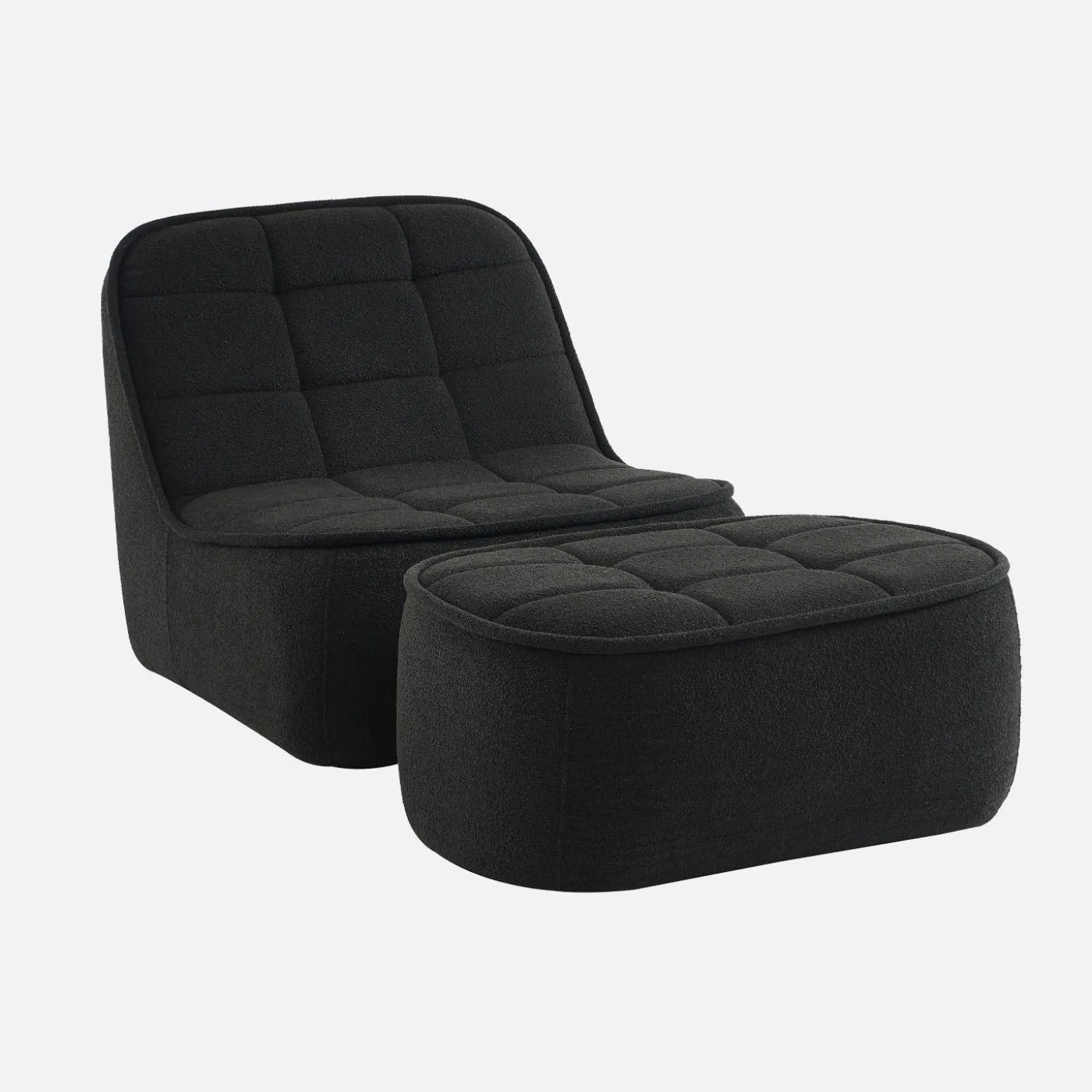 Fauteuil bouclé stof 1 zitplaats + voetenbank