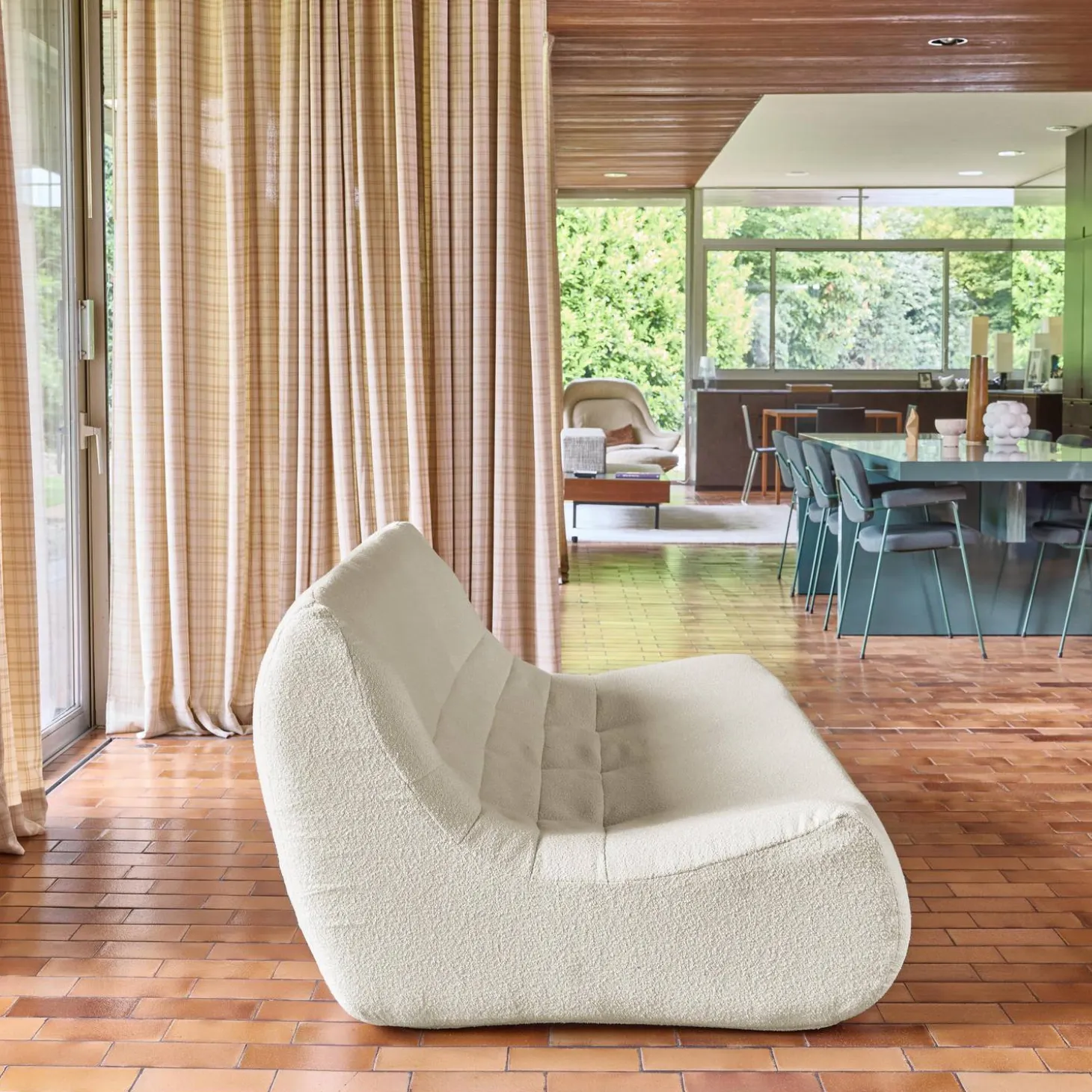 Fauteuil boucléstof 3 zitplaatsen