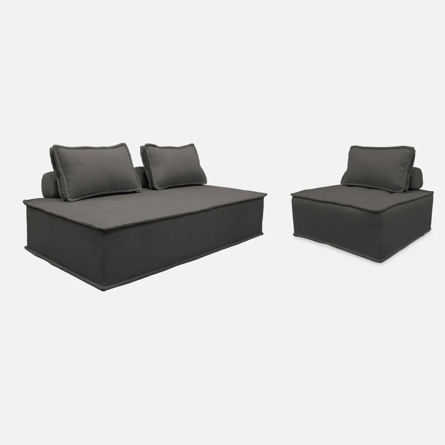 Fauteuil en modulaire 2-zitsbank in stof