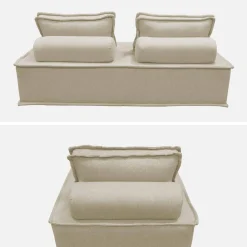 Fauteuil en modulaire 2-zitsbank in stof
