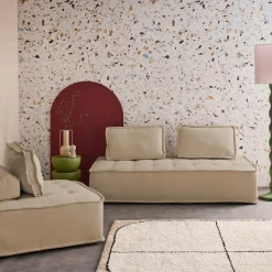 Fauteuil en modulaire 2-zitsbank in stof