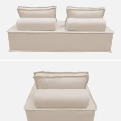 Fauteuil en modulaire 2-zitsbank in stof