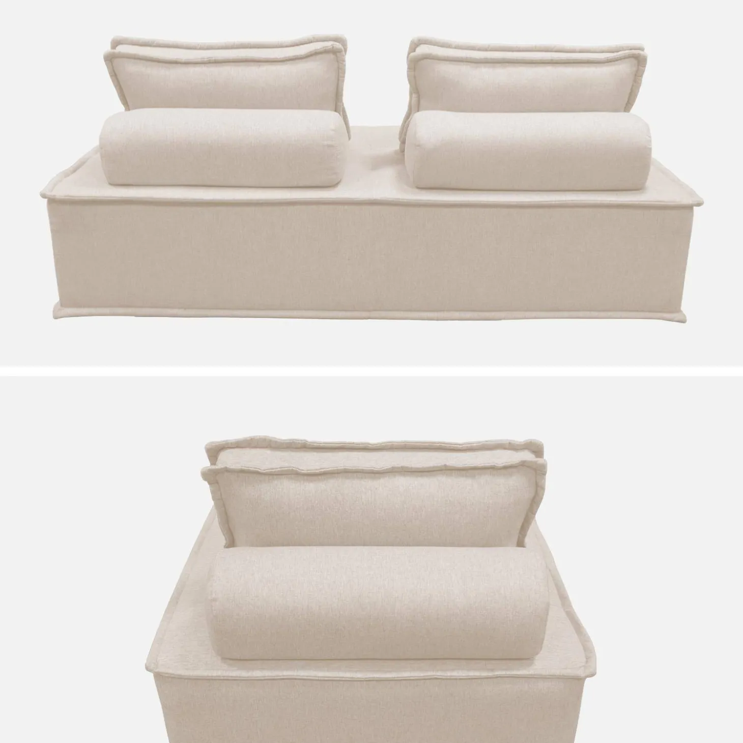 Fauteuil en modulaire 2-zitsbank in stof
