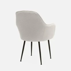 Fauteuil in boucléstof met metalen poten