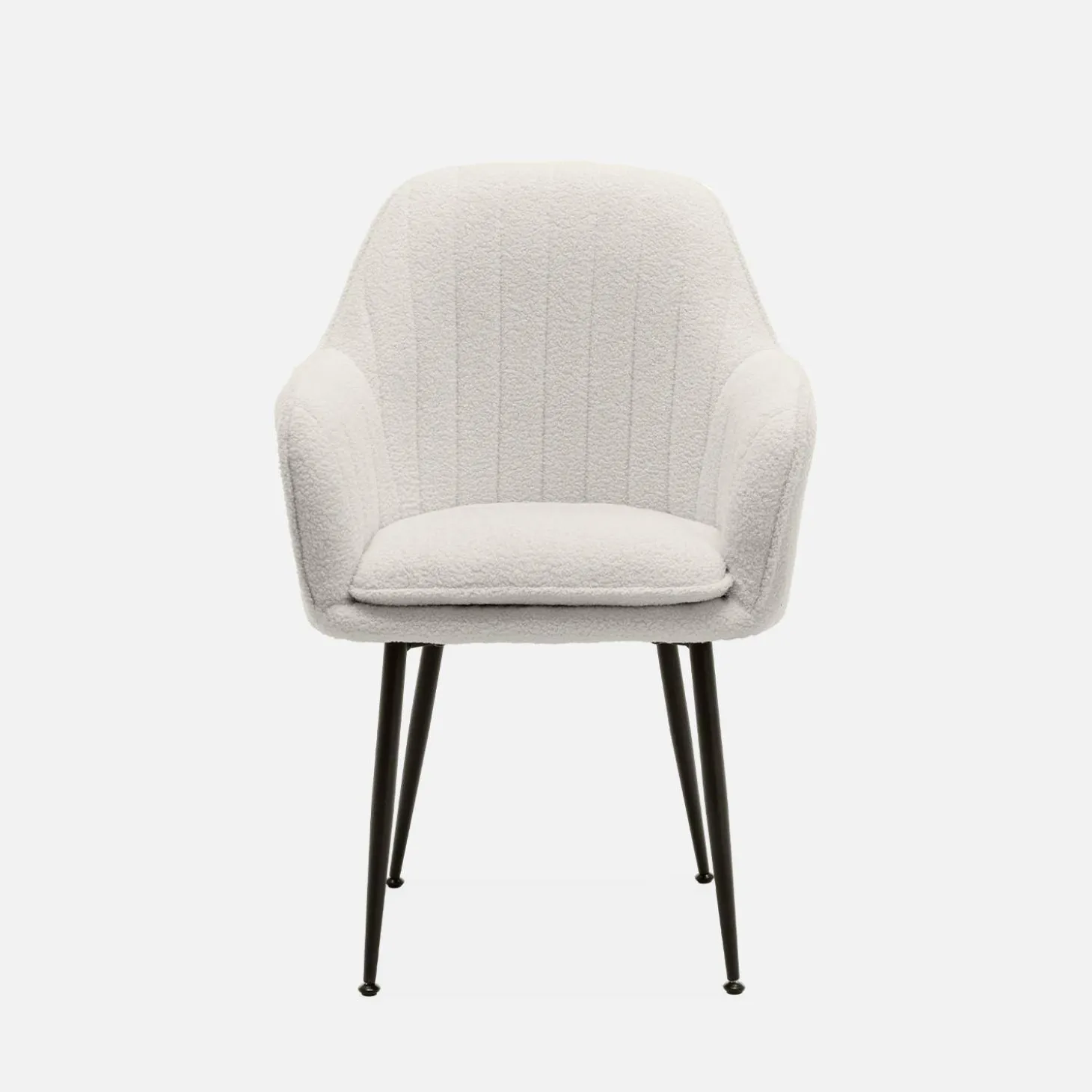 Fauteuil in boucléstof met metalen poten