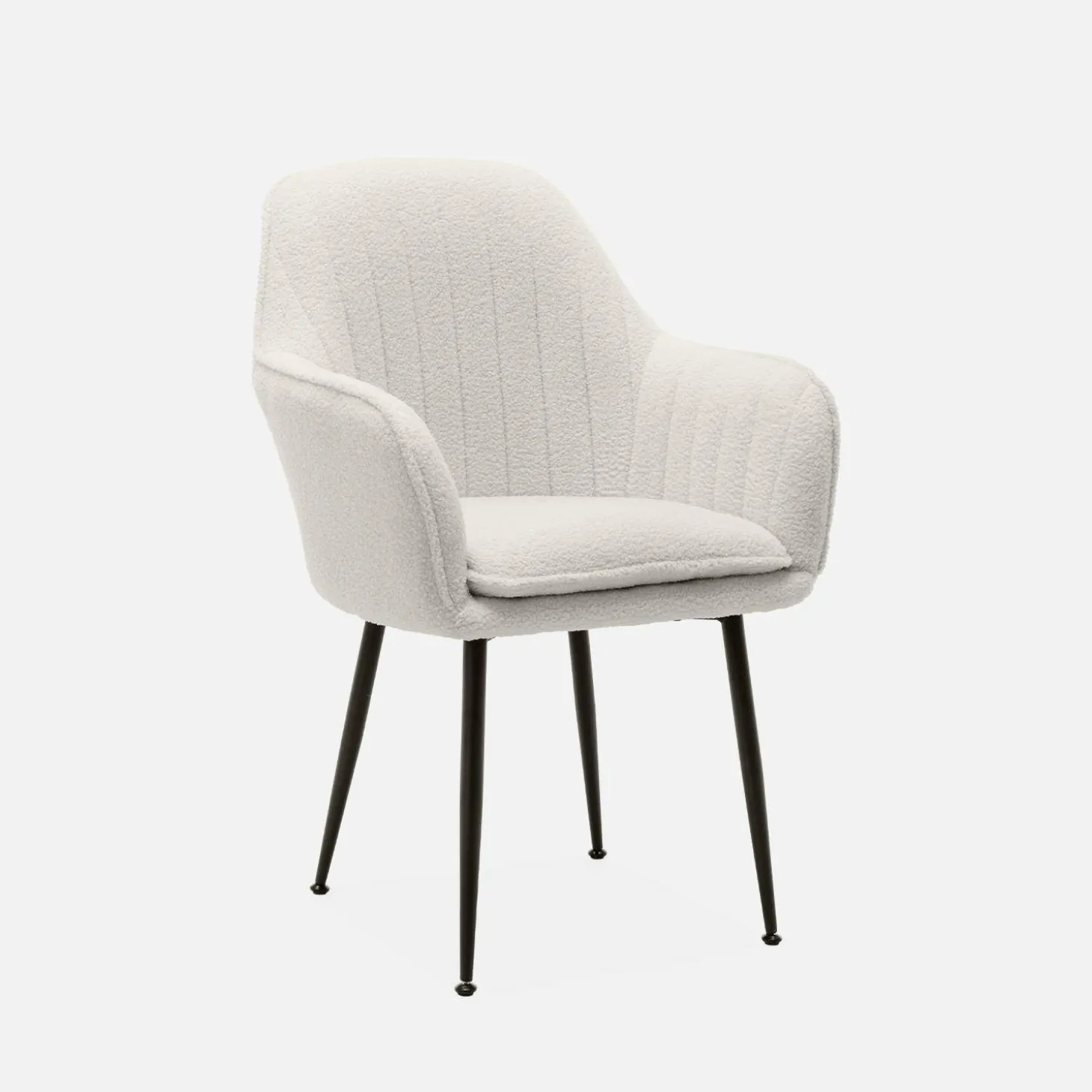 Fauteuil in boucléstof met metalen poten