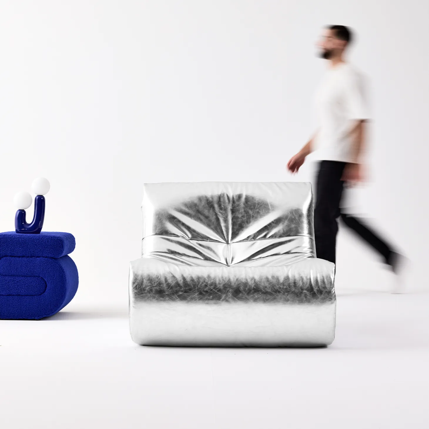 Fauteuil kunstleer 1 zitplaats retro Sokol Silver