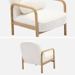 Fauteuil met naturelkleurig hout en imitatiebonteffect