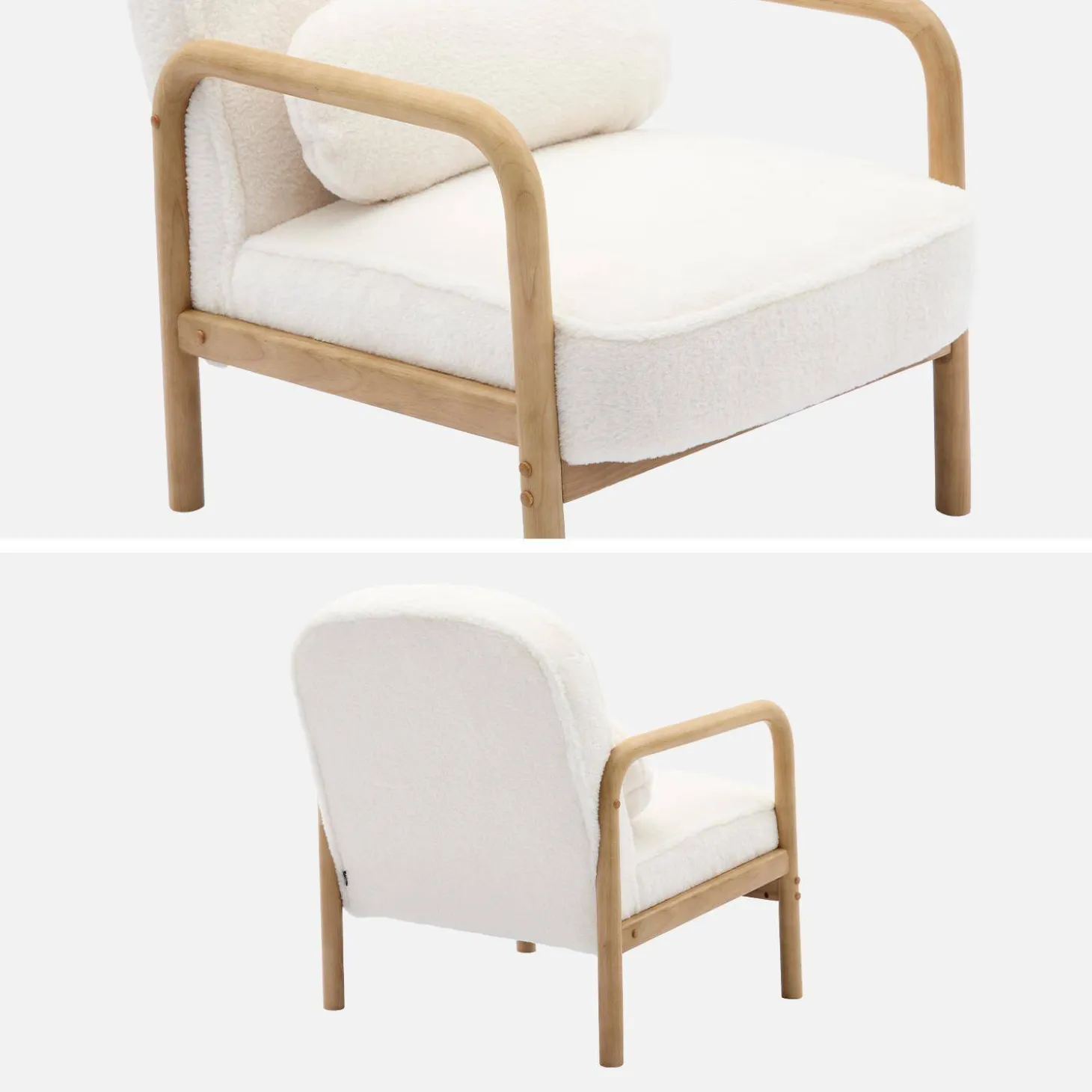 Fauteuil met naturelkleurig hout en imitatiebonteffect
